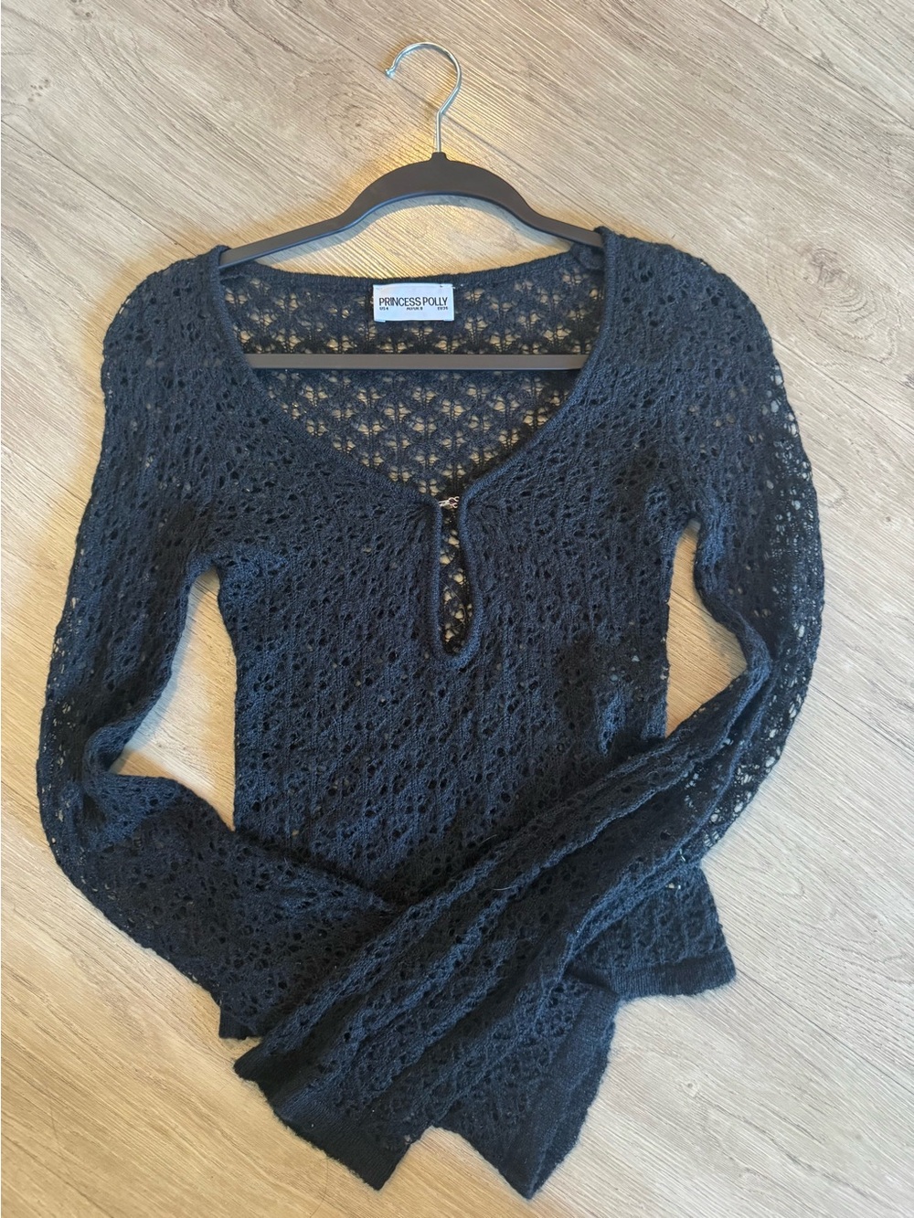 Princess Polly Black Lace Long Sleeve Size 4